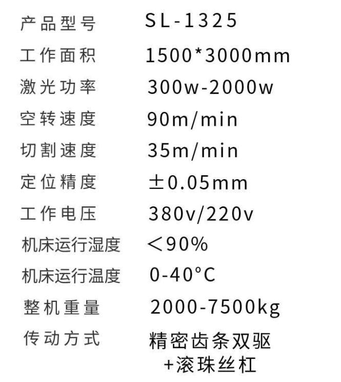 信爾激光切割機數控參數